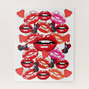 Quebra-cabeça Lábios de Maquiagem de Lipstick verm
