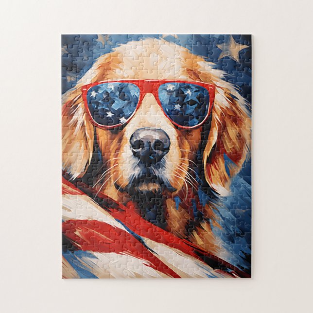 Quebra-cabeça Labrador 4 de julho Dia da Independência (Vertical)