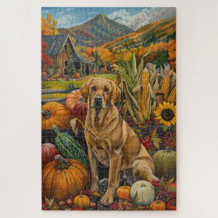 Quebra-cabeça Labrador Dog Autumn Harvest Ação de Graças