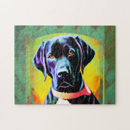 Quebra-cabeça Labrador negro com coleira