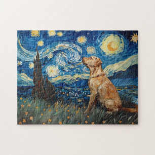Quebra-cabeça Labrador Retriever Yellow Lab Dog StarNight