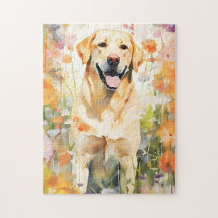 Quebra-cabeça Labrador trabalho de arte de aquarela colorida