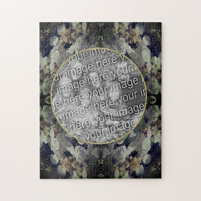 Quebra-cabeça Lacecap Branco Hydrangea Frame Adicionar Sua Foto (Vertical)