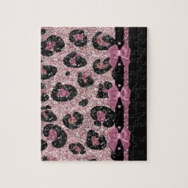 Quebra-cabeça Laços de Fita Estampa de Leopardo Rosa RAB Rockabi