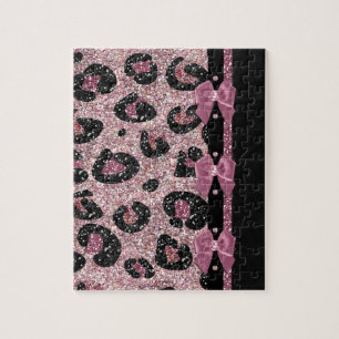 Quebra-cabeça Laços de Fita Estampa de Leopardo Rosa RAB Rockabi