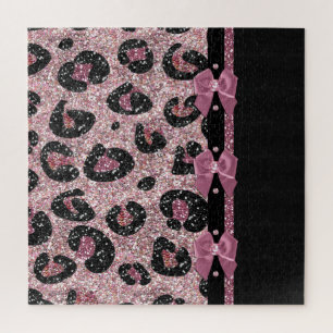 Quebra-cabeça Laços de Fita Estampa de Leopardo Rosa RAB Rockabi