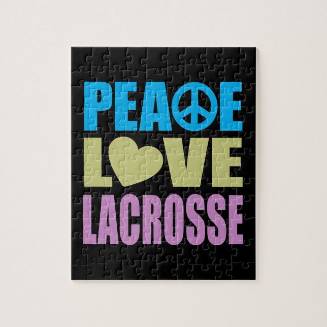 Quebra-cabeça Lacrosse do amor da paz (Vertical)