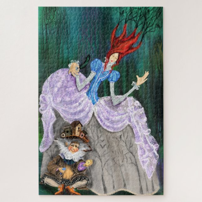 Quebra-cabeça Lady Forest e Little Gnome - Conto de Fairytale -  (Vertical)