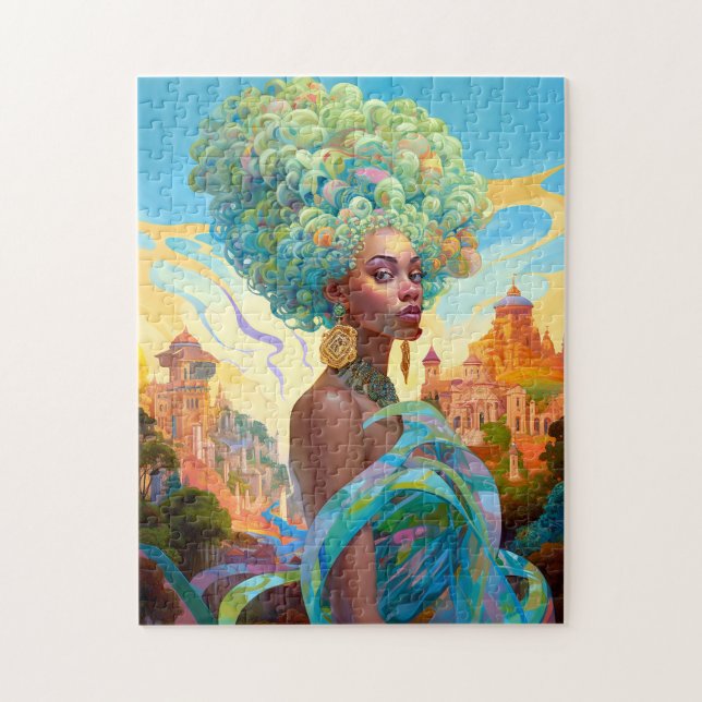 Quebra-cabeça Lady In Surreal World African American Art (Vertical)
