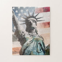 Quebra-cabeça Lady Liberty e a bandeira americana
