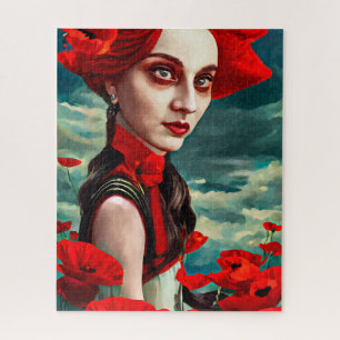 Quebra-cabeça Lady of the Poppy Flowers fantasia Arte original
