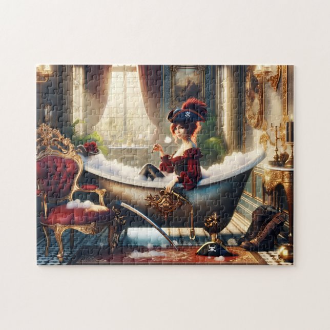 Quebra-cabeça Lady Pirate Bathtub Victorian Nautical Bath Decor (Horizontal)