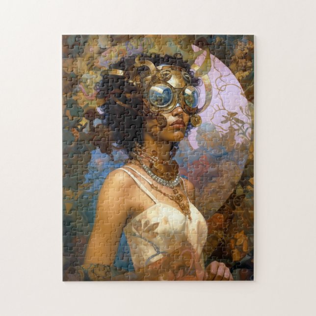 Quebra-cabeça Lady Vestindo Óculos Fantasia Negra Sci-Fi (Vertical)