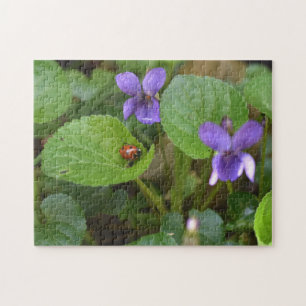 Quebra-cabeça Ladybug em Flores de Violeta Doce