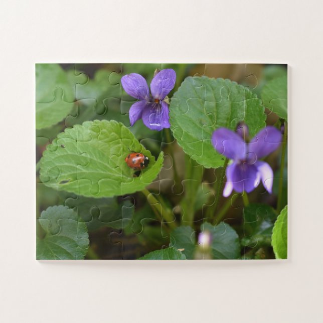Quebra-cabeça Ladybug em Flores de Violeta Doce (Horizontal)