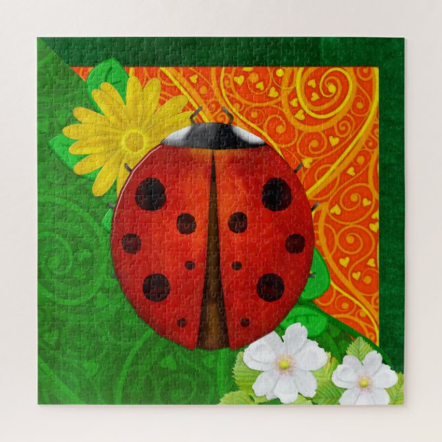 Quebra-cabeça Ladybug Whimsey 3D Folk Art (Vertical)