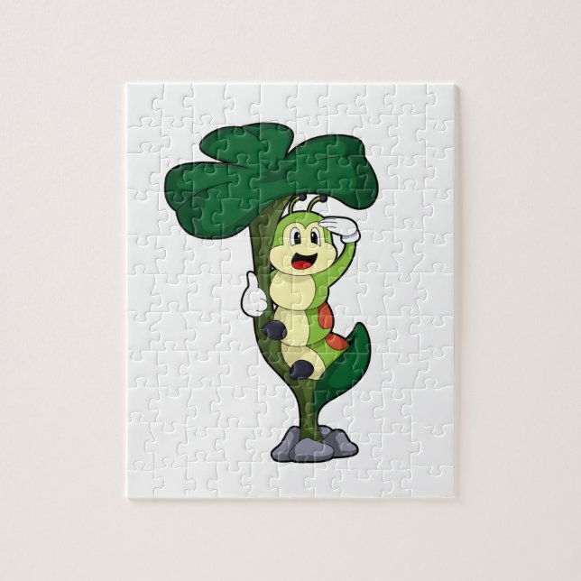 Quebra-cabeça Lagarta com Folha (Vertical)