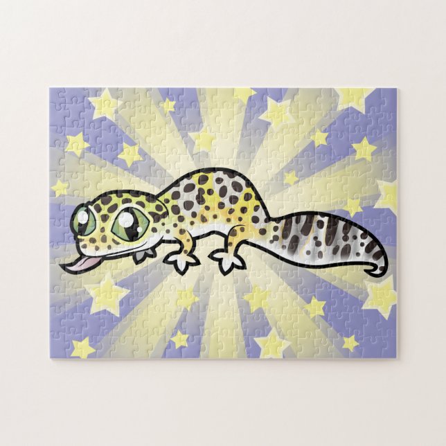 Quebra-cabeça Lagarto Leopardo de Desenho Animado (Horizontal)