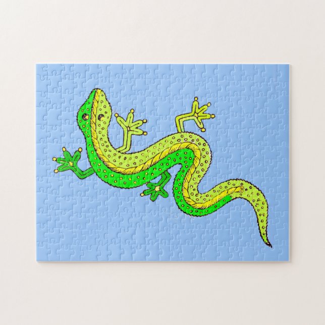 Quebra-cabeça lagarto verde (Horizontal)