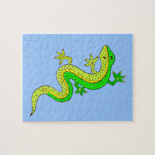 Quebra-cabeça lagarto verde