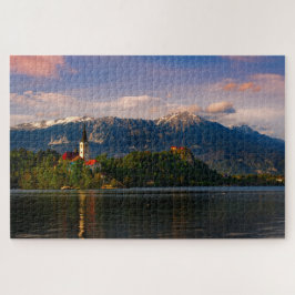 Quebra-cabeça Lago Bled no Sunset