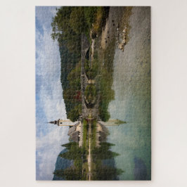 Quebra-cabeça Lago Bohinj com reflexão da igreja em Slovenia