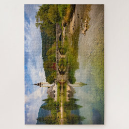 Quebra-cabeça Lago Bohinj com reflexo de igreja na Eslovênia