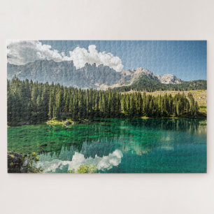 Quebra-cabeça Lago Cênico Carezza Caress Itália Dolomites Queb