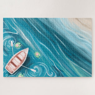 Quebra-cabeça Lago Com Baleias E Lilly Pads Óleo De Pintura