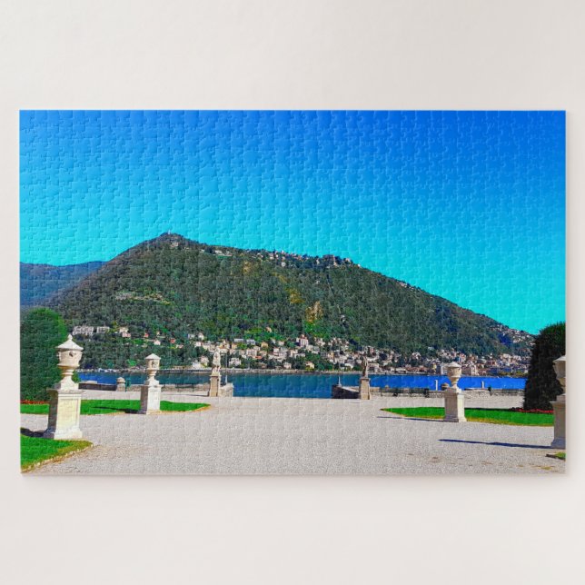 Quebra-cabeça Lago Como Itália - Montanhas Paisagem (Horizontal)