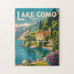 Quebra-cabeça Lago Como Painterly Viagem Art Vintage<br><div class="desc">Lago Como painterly art design. O lago Como,  no Norte da Lombardia,  na Itália,  é uma zona de alto escalão conhecida pela sua paisagem dramática,  colocada contra os pés dos Alpes.</div>