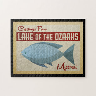 Quebra-cabeça Lago das viagens vintage dos peixes de Ozarks