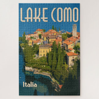 Quebra-cabeça Lago de Como, Itália | Cartaz de Viagem Italiano R