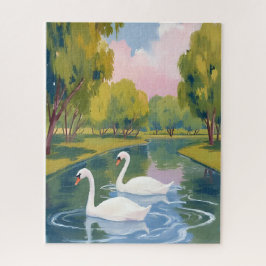 Quebra-cabeça Lago do Cisne Boston Common Massachusetts Aquarela