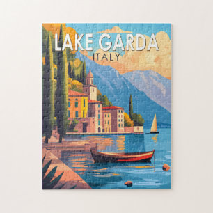 Quebra-cabeça Lago Garda Itália Viagem Art Vintage