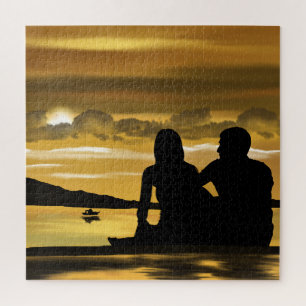 Quebra-cabeça Lago Sunset - Amor Romântico - Casal -