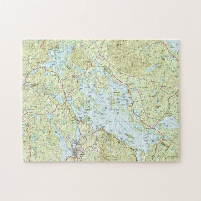 Quebra-cabeça Lago Winnipesaukee Mapa (1986) (Horizontal)