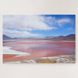 Quebra-cabeça Lagoa vermelha, lago Laguna Colorada em Bolívia