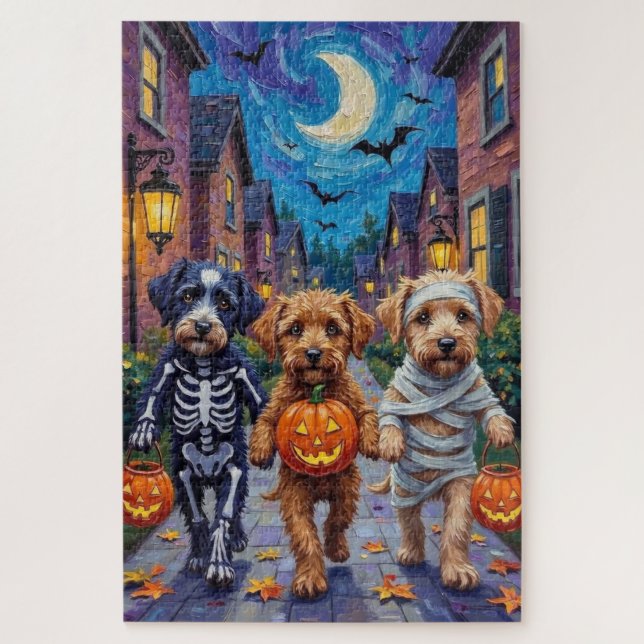 Quebra-cabeça Lagotto Romagnolo Trick-or-Treating Halloween  (Vertical)