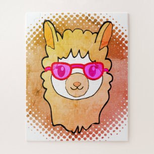 Quebra-cabeça Lama Bonita Com Desenho De Óculos