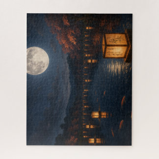 Quebra-cabeça Lanterns on the River Beneath the Full Moon