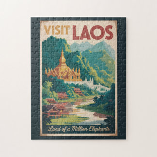 Quebra-cabeça Laos Pha That Luang Illustration Travel Art