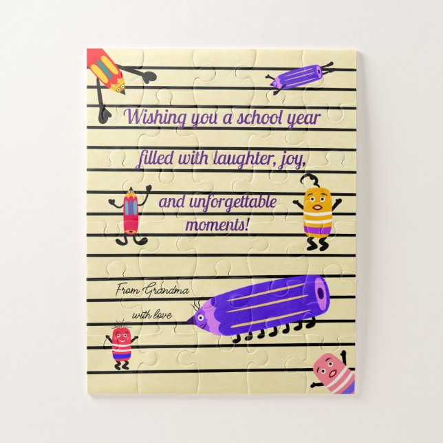 Quebra-cabeça lápis e borrachas engraçadas (Vertical)