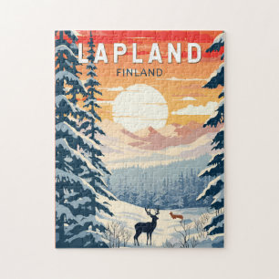 Quebra-cabeça Lapland Finlândia Viagem Art Vintage