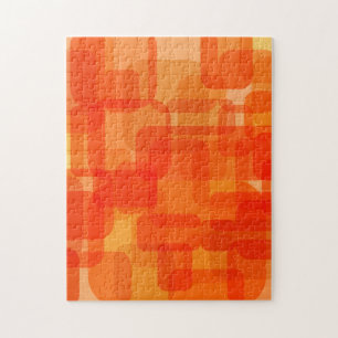 Quebra-cabeça Laranja Abstrato de Arte Moderna Vibrante Contempo
