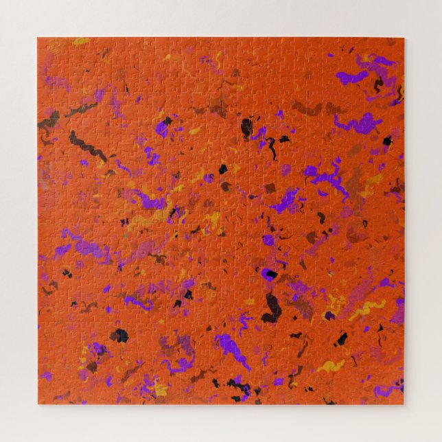 Quebra-cabeça Laranja, Amarelo, Roxo e Abstrato preto (Vertical)