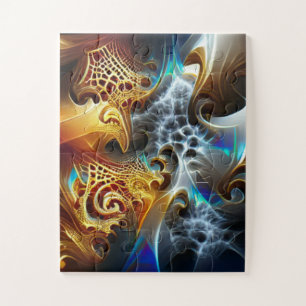 Quebra-cabeça Laranja e Trabalho de arte Fractal Azul