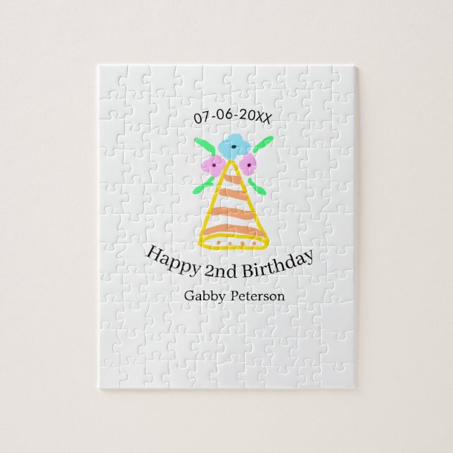 Quebra-cabeça Laranja que segundo aniversário crianças retro bri (Vertical)