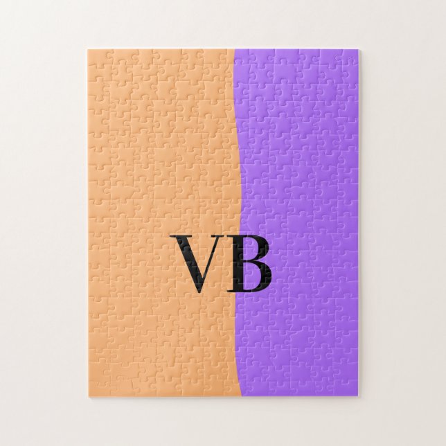 Quebra-cabeça Laranja roxo sólido adicionar nome letra texto mon (Vertical)