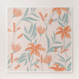 Quebra-cabeça Laranja Suave e Floral Botânico de Pêssego e Salva